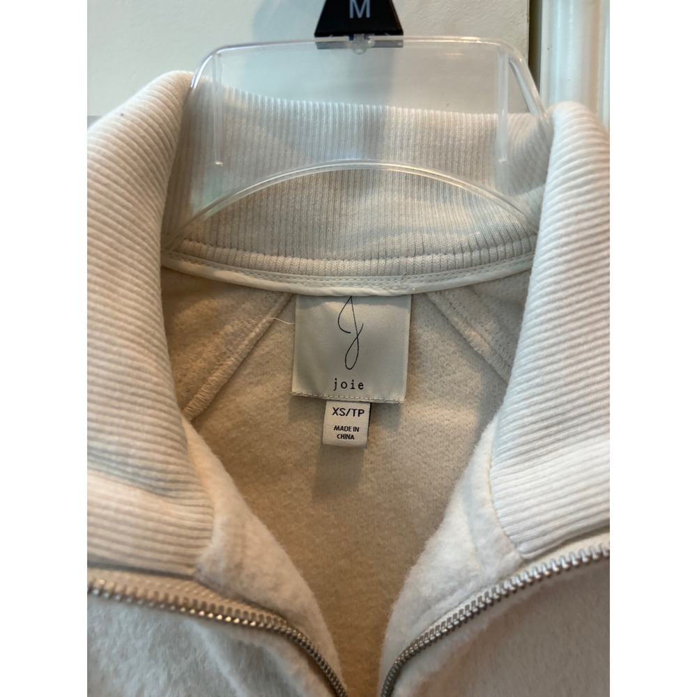 Joie Women's XS Cream Textured Fleece Full Zip Bomber Jacket Coat Neutral - Picture 2 of 9